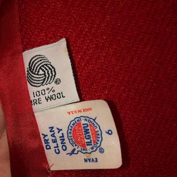 Sz 6 Evan Picone Vintage 100% Wool Red Jacket - Picture 12 of 13